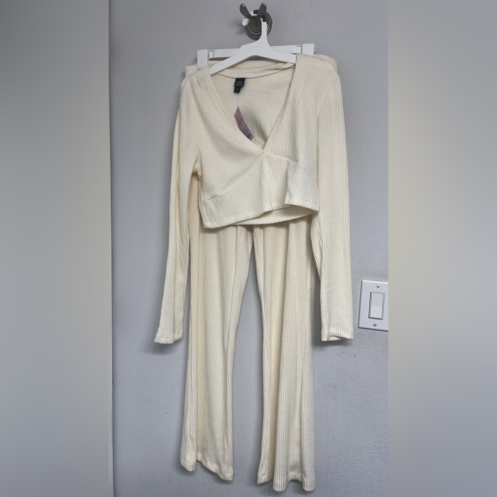 Wild Fable Cream Ribbed Knit Two-Piece Set